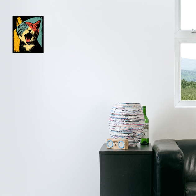 Cute Roaring Kitten in Pop Art Colors by TuncGK